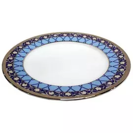 тарелка THUN Cairo Сетка на синем, отводка платина 19см десертная фарфор