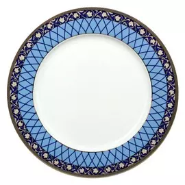тарелка THUN Cairo Сетка на синем, отводка платина 25см обеденная фарфор