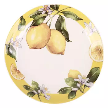 тарелка TODELIA Лимоны 21,5см десертная костяной фарфор