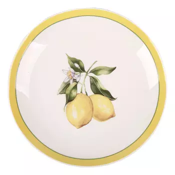 тарелка TODELIA Лимоны 23см обеденная костяной фарфор