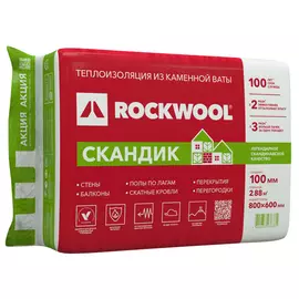 теплоизоляция Rockwool Лайт Баттс Скандик 800х600х100мм