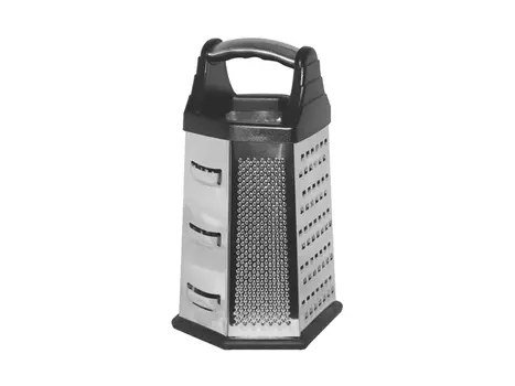 терка MALLONY 23см 6-ти гранная универсальная без поддона нерж.сталь, пластик черная