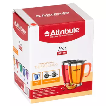 термокружка ATTRIBUTE Hot 400мл нерж.сталь, пластик микс цвета