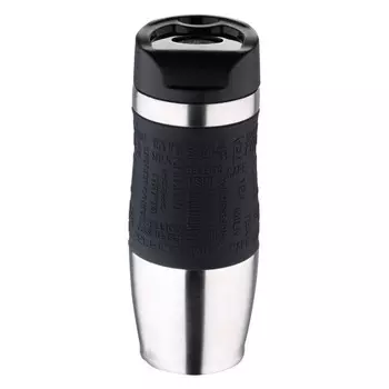 термокружка BERGNER 375мл нерж. сталь, силикон, пластик черный