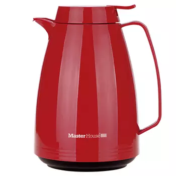 термос-кувшин MASTER HOUSE Турин 1,5л пластик, стекло кнопка-дозатор цвет красный