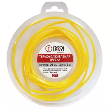 термоусаживаемая трубка DORI ТУТ d 2/1 ролл 3м желтая