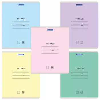 тетрадь 12л BRAUBERG Классика New А5 клетка в асс-те