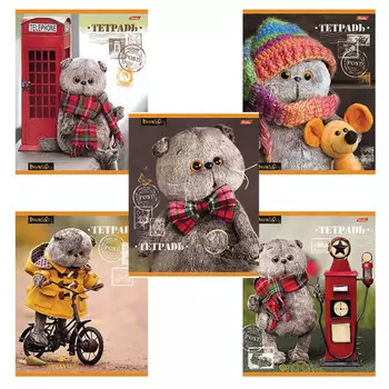 тетрадь 18л HATBER Кот Басик А5 клетка в ассортименте