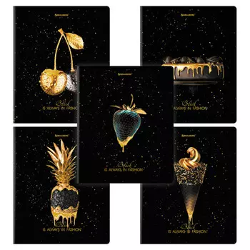 тетрадь 48л BRAUBERG Black&Gold А5 клетка в ассортименте