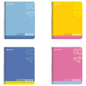 тетрадь 48л BRAUBERG Однотонная А5 клетка в асс-те