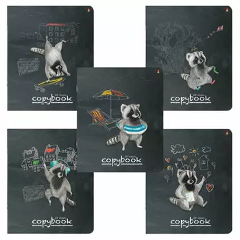 тетрадь 48л клетка А5 АЛЬТ Каникулы енота 5 дизайнов