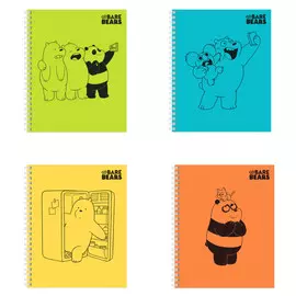 тетрадь 48л клетка А5 HATBER Вся правда о медведях 4 дизайна гребень