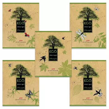 тетрадь 80л HATBER Eco Life Stile Крафт А5 клетка в асс-те