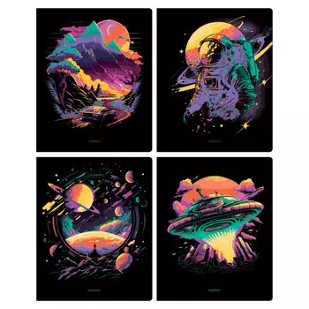 тетрадь BG Просторы Вселенной 48л А5 65 г/кв.м клетка неоновый пантон