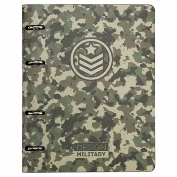 тетрадь на кольцах BRAUBERG VISTA Military А5 80л экокожа