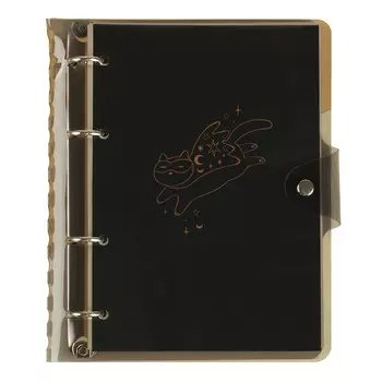 тетрадь на кольцах MESHU Black cat А5 120л клетка