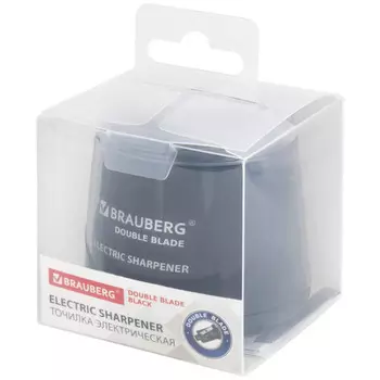 точилка BRAUBERG Double Blade Black электрическая пластик