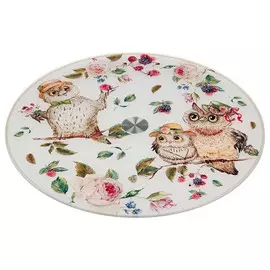 тортовница AGNESS Винтаж Совушки 32х3см вращающаяся стекло