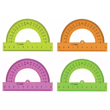 транспортир 10см 180гр СТАММ пластик цвет в асс-те