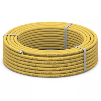 труба гоф из нерж.стали SS304 STAHLMANN для газа 15A отожженная в оболочке желтая 20м