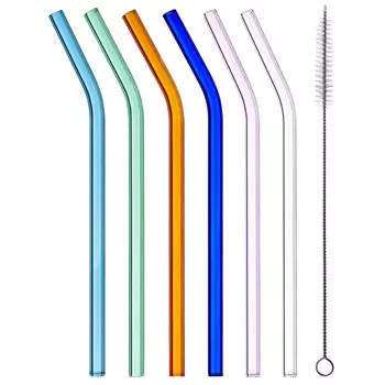 трубочки для напитков WALMER Cocktail Color 6шт стекло термостойкое
