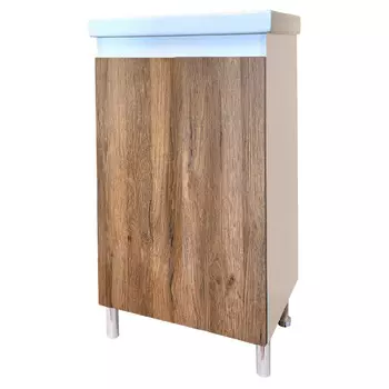 тумба без раковины напольная АКВАЛЬ Виктория 50см дуб вотан/белый