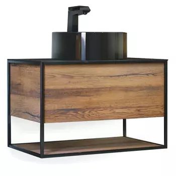 тумба без раковины подвесная JORNO Steal 75см древесный аттик