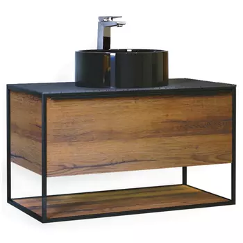 тумба без раковины подвесная JORNO Steal 90см древесный аттик