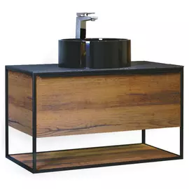 тумба без раковины подвесная JORNO Steal 90см древесный аттик