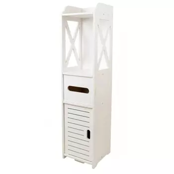 тумба для туалета АКВАЛИНИЯ с ящиком для туалетной бумаги ПВХ белый