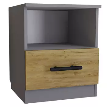 тумба прикроватная 1 ящик 404х426х522мм ЛДСП графит/дуб крафт золотой