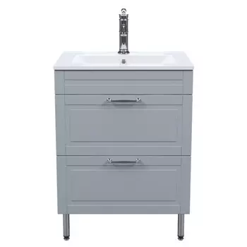 тумба с раковиной напольная IDDIS Oxford 60см с ящиками светло-серый