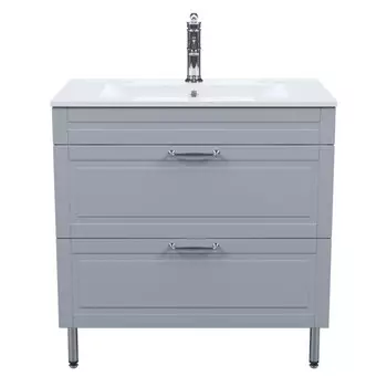 тумба с раковиной напольная IDDIS Oxford 80см с ящиками светло-серый