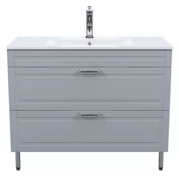 тумба с раковиной напольная IDDIS Oxford 100см с ящиками светло-серый
