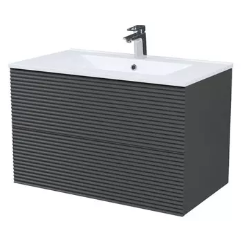 тумба с раковиной подвесная IDDIS Bild 80см с ящиками темно-серый