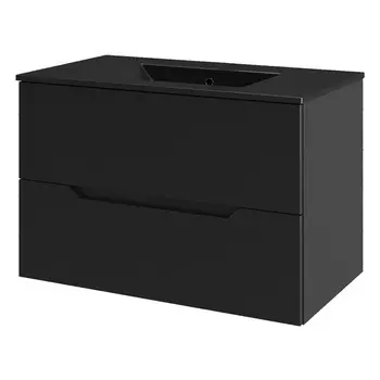 тумба с раковиной подвесная ORANGE Marseille 81,5см черный