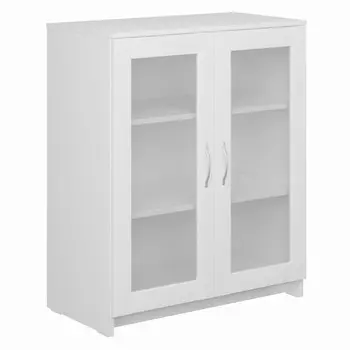 тумба СИРИУС 2 двери со стеклом 782x946x412мм белая ЛДСП