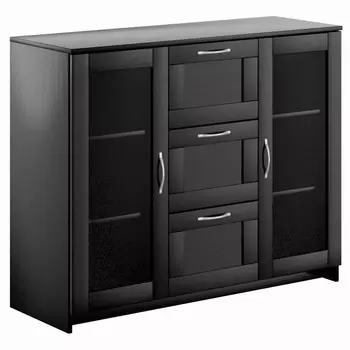 тумба СИРИУС 2 двери со стеклом и 3 ящика 1171x946x412мм венге ЛДСП