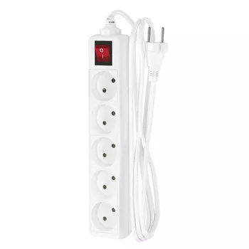 удлинитель 2м 5-местный б/з с выключателем 10А для офиса 10-25S белый