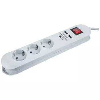 удлинитель c usb NAVIGATOR npe USB-03-180-esc-3X1 с/з выкл 3 гнезда 1,8м 2,1A