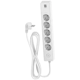 удлинитель c usb SCHNEIDER ELECTRIC 3м 5-местный 2,4А 16A зш сз белый