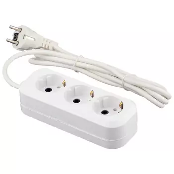 удлинитель ДИП 2м 3-местный с/з IP20 ПВС 3х0,75 белый