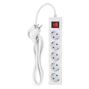 удлинитель DUWI Supraline 3м 5-местный с/з 3х1,5мм кв 16А с выключателем белый