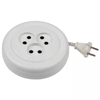 удлинитель ЭРА 1,5м 3-местный б/з 2х0,75кв мм белый круглый