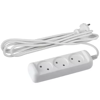 удлинитель ЭРА 5м 3-местный б/з 2х1кв мм белый