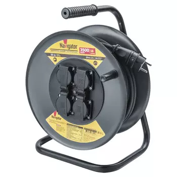 удлинитель на катушке NAVIGATOR 4 гнезда КГ c/з IP44 3x2.5мм 16А 50м