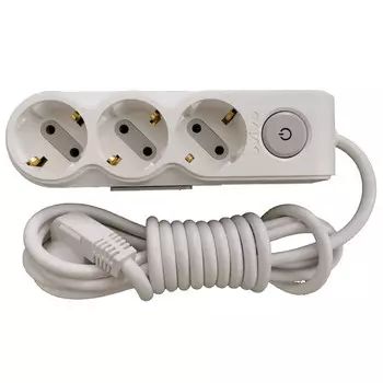 удлинитель OVIVO с выключателем 3 гнезда с/з 3 метра белый
