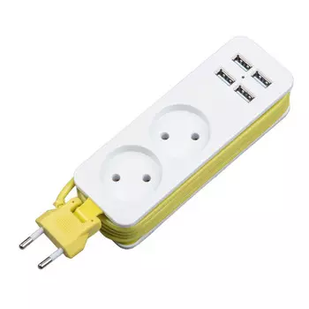 удлинитель с USB UNIEL S-CT2-1,5U корпус белый шнур зеленый