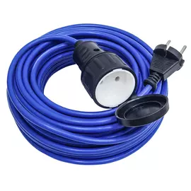 удлинитель шнур 1 гнездо 10м IP44 ПВС 2х075 кв.мм синий