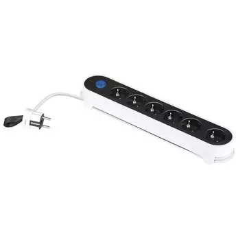 удлинитель SIMON BRICO 6-местный 1,4м с выключателем IP20 черно-белый